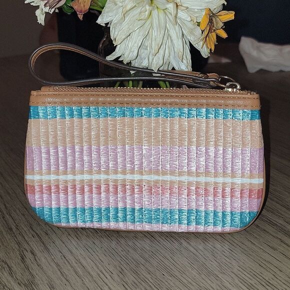 Rosetti Amalfi Straw Woven Stripe Coin Purse Wristlet NWOT - Picture 4 of 6